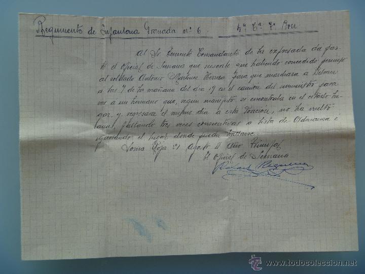 Military Antiques: GUERRA CIVIL :  PARTE DE UN SOLDADO QUE FUE A BELMEZ Y NO VOLVI&Oacute;. LOMA ROJA, 1937