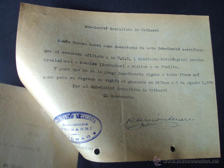 Militaria: Lote documentos guerra civil republicano, UGT, CNT, republica, Vizcaya