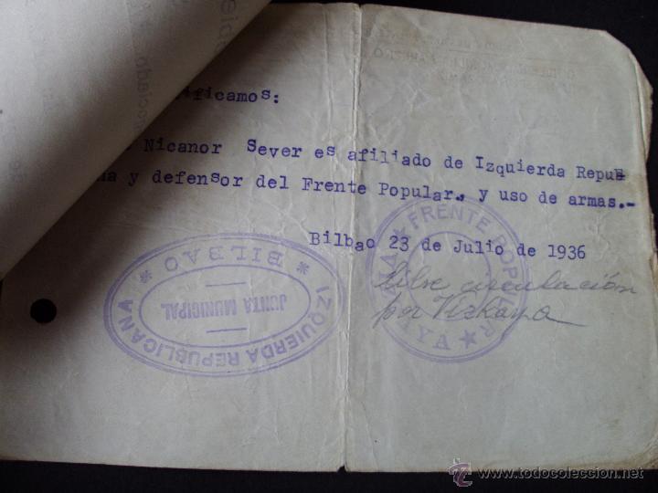 Militaria: Lote documentos guerra civil republicano, UGT, CNT, republica, Vizcaya