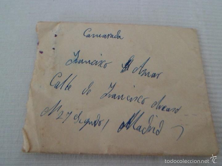 Militaria: Carta y sobre de 26 de Noviembre 1936 -- de Valencia a Madrid - ORIGINAL