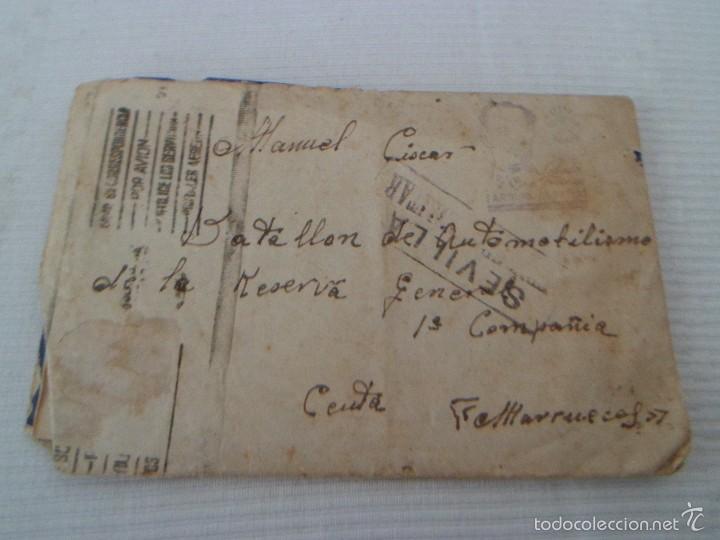 Militaria: 2 Cartas  y un sobre sept y octubre 1939 -- de Sevilla a Ceuta - CENSURA MILITAR - ORIGINAL