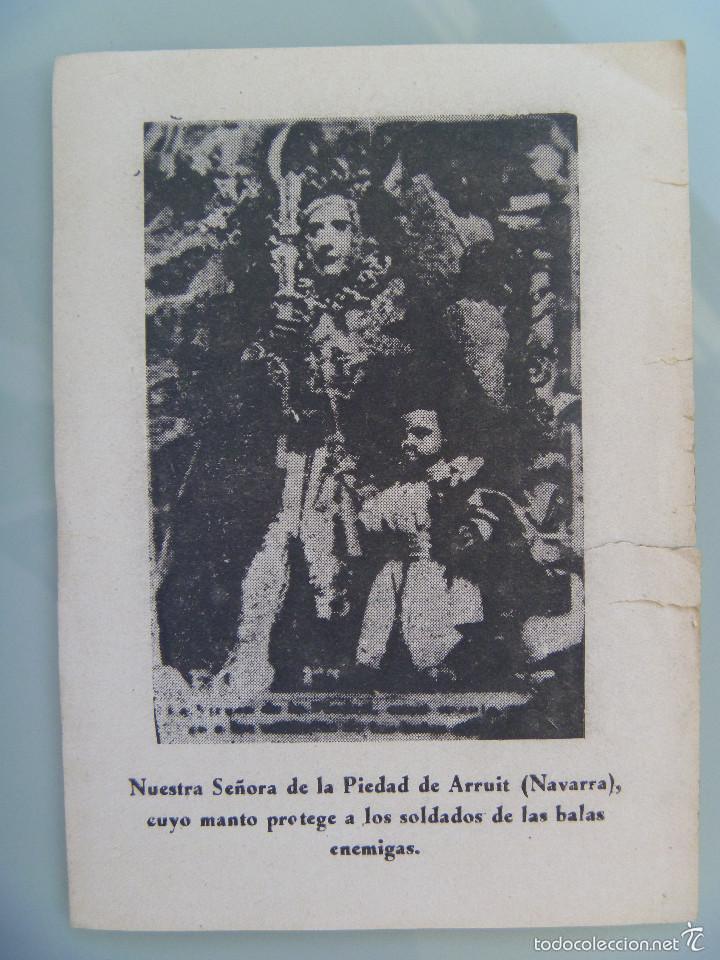 Militaria: GUERRA CIVIL : ESTAMPA N&ordf;. S&ordf;. DE LA PIEDAD DE ARRUIT ( NAVARRA ) PROTEGE A SOLDADOS BALAS ENEMIGAS