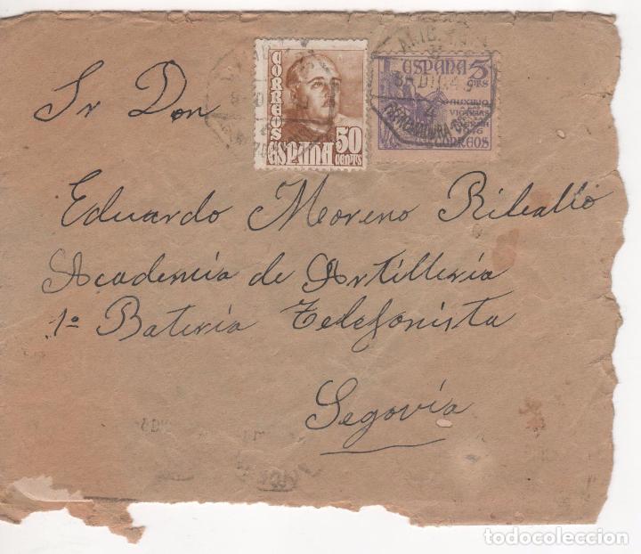 Militaria: Carta con destino a Academia de Artiller&iacute;a de Segovia ( Carta y sobre ). A&ntilde;os 40
