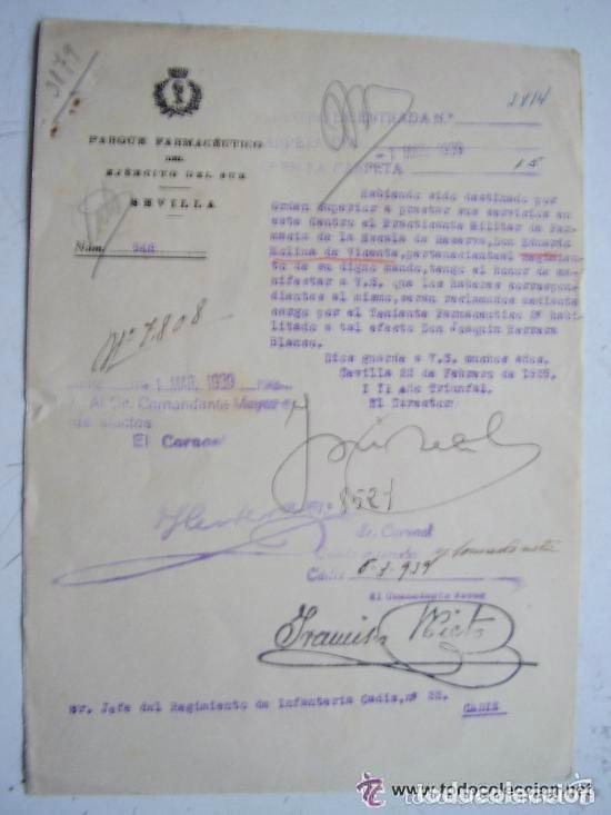 Militaria: GUERRA CIVIL: PARQUE FARMACEUTICO EJERCITO DEL SUR, SEVILLA 1939 . NOTIFICACION. MEMBRETE REPUBLICA