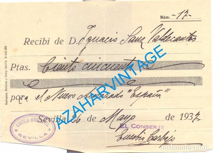 Militaria: SEVILLA, 1937, GUERRA CIVIL, DONATIVO PARA EL NUEVO ACORAZADO ESPA&Ntilde;A