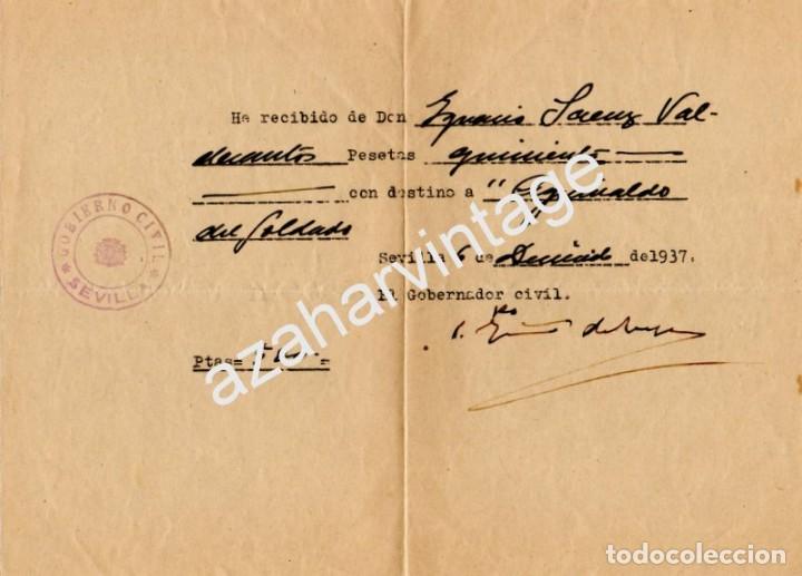 Militaria: SEVILLA,1937, GUERRA CIVIL, DONATIVO AGUINALDO DEL SOLDADO