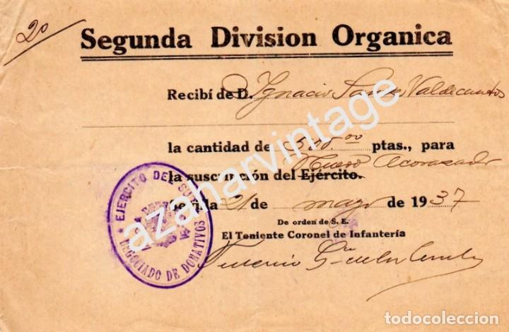 Militaria: SEVILLA,1937,GUERRA CIVIL, SEGUNDA DIVISION ORGANICA, DONATIVO NUEVO ACORAZADO