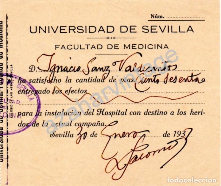 Militaria: SEVILLA, 1937, GUERRA CIVIL, DONATIVO PARA INSTALACION HOSPITAL HERIDOS DE CAMPA&Ntilde;A