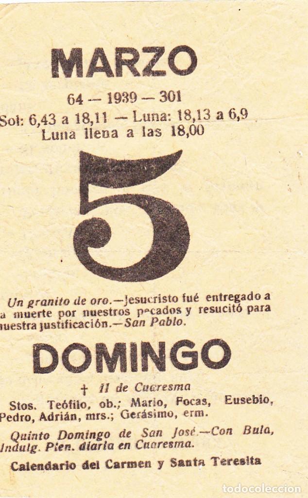 Militaria: HOJA CALENDARIO 5 MARZO 1939 - GOLPE DE ESTADO DEL CORONEL CASADO - FINAL GUERRA CIVIL ESPA&Ntilde;OLA