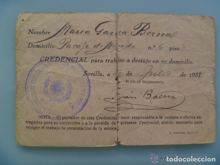 Militaria: GUERRA CIVIL : VESTUARIO , CARNET DE INTENDENCIA EJERCITO DEL SUR PARA COSTURERA. SEVILLA, 1938.