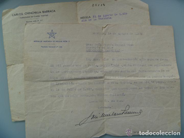 Militaria: MEHAL-LA JALIFIANA DE MELILLA N&ordm; 2 : 2 DOCUMENTOS SOBRE CAIDO DE LA UNIDAD EN LA GUERRA CIVIL