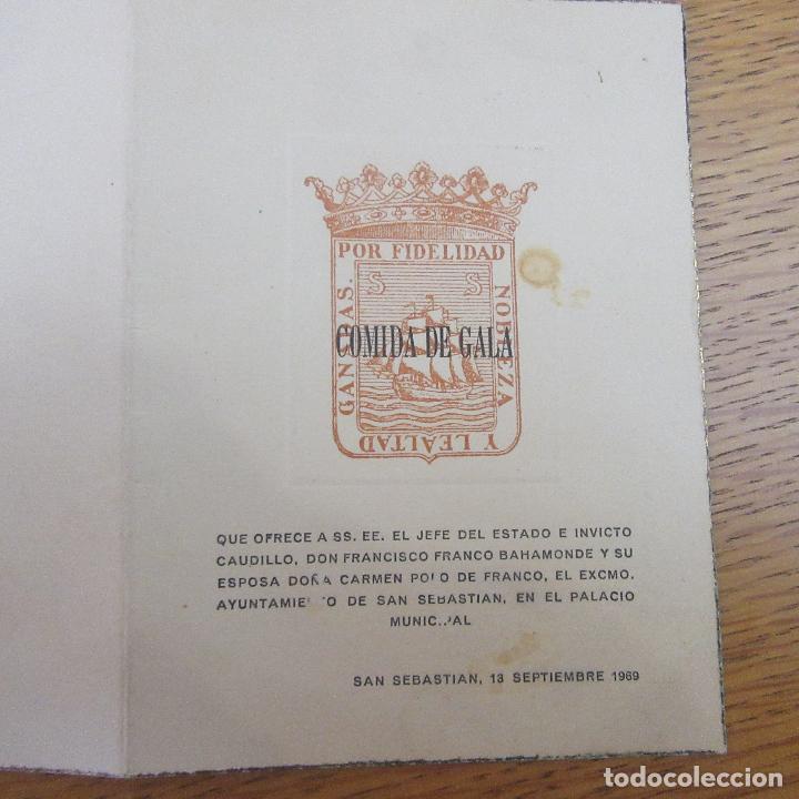 Militaria: Tarjeta invitacion comida francisco franco, san sebastian