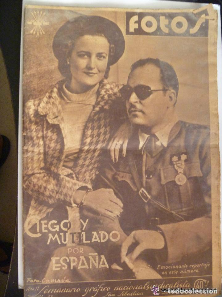 Militaria: REVISTA NACIONAL-SINDICALISTA &uml;FOTOS&uml;, JUNIO 1938 . CIEGO Y MUTILADO POR ESPA&Ntilde;A