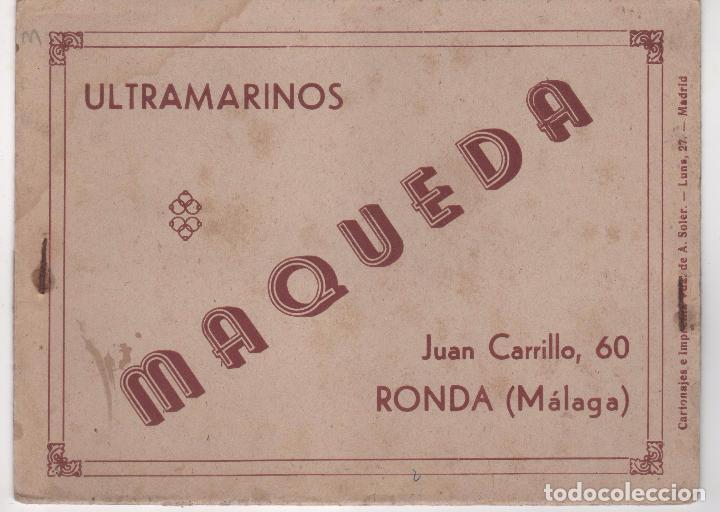 Militaria: Carpeta para cartilla racionamiento de Ultramarinos Maqueda en Ronda ( M&aacute;laga ). 18 X 13,5 cms