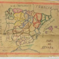 Militaria: MAPA DE ESPAÑA DIBUJADO 1939 POR NIÑOS EN LAS ESCUELAS - ÉPOCA GUERRA CIVIL