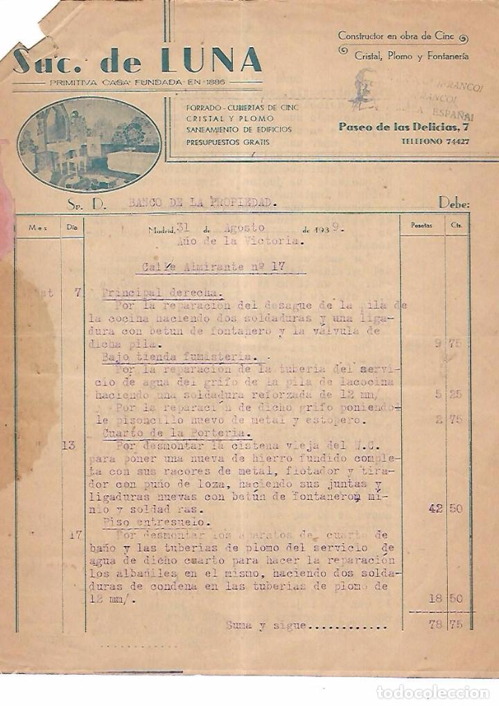 Militaria: FACTURA DE SUCESORES DE LUNA. AGOSTO 1939. MADRID