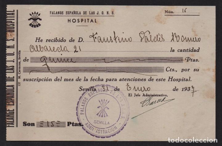 Military Antiques: SEVILLA, 15 PTAS, ATENCIONES DE ESTE HOSPITAL, F.E. YUGO Y FLECHAS PEQUE&Ntilde;O, VER FOTO