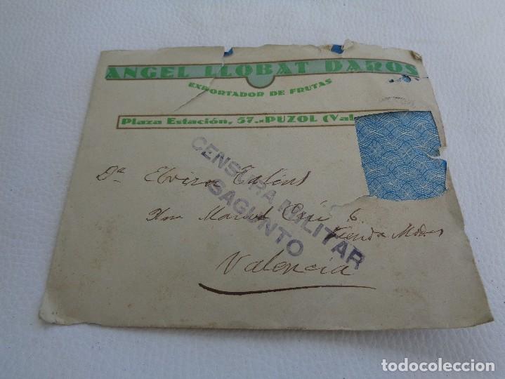 Military Antiques: SOBRE Y CARTA - JULIO 1938 - CENSURA MILITAR DE SAGUNTO - GUERRA CIVIL