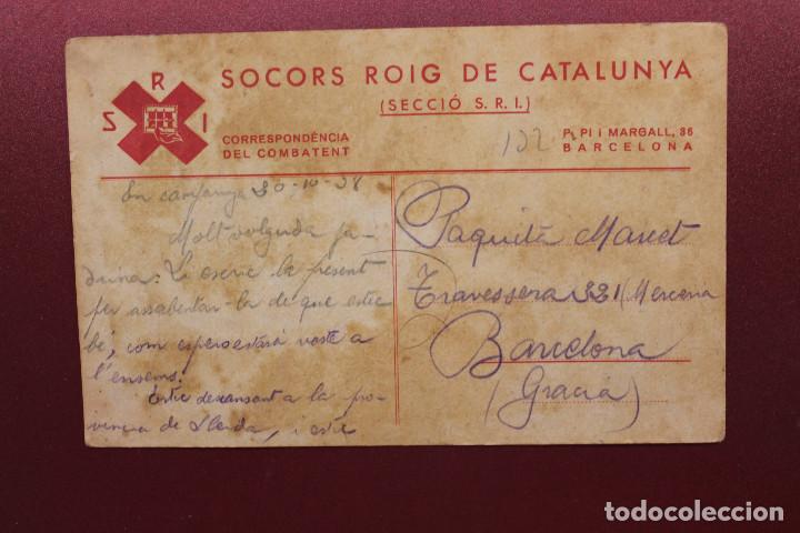 Militaria: SOCORS ROIG DE CATALUNYA, S.R.I., CORRESPOND&Egrave;NCIA DEL COMBATENT 1938