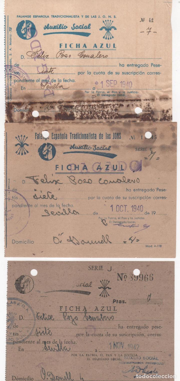 Military Antiques: Lote de 20 Documentos de Auxilio Social de Sevilla. Del a&ntilde;o 1940 a 1945