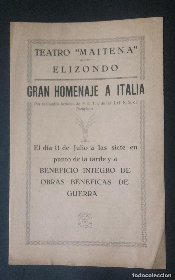 Militaria: PAMPLONA. PROGRAMA DEL CONCIERTO MUSICAL EL QUINTETO DE INSTRUMENTOS DE VIENTO.TEATRO GAYARRE 1926