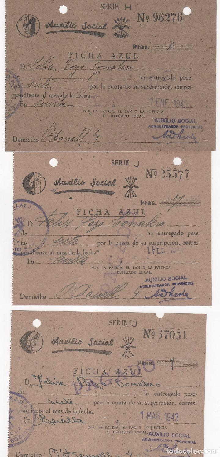 Military Antiques: 12 Documentos Auxilio Social de Sevilla. A&ntilde;o 1943 completo