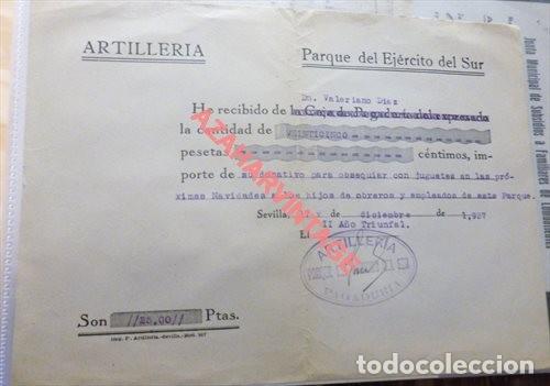 Militaria: SEVILLA,1937, GUERRA CIVIL, EJERCITO DEL SUR, DONATIVO PARA HIJOS DE OBREROS PARQUE DE ARTILLERIA