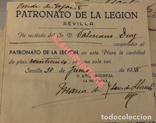 Militaria: SEVILLA, 1938, GUERRA CIVIL, CUOTA COOPERACION PATRONATO DE  LA LEGION