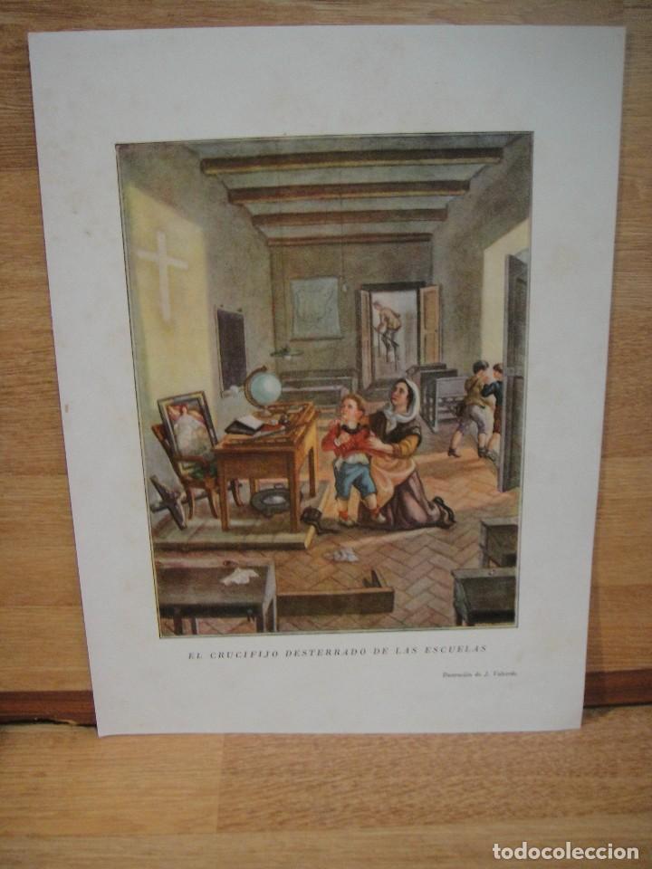 Military Antiques: el crucifijo desterrado de las escuelas - LAMINA SOBRE LA GUERRA CIVIL - JOAQUIN VALVERDE