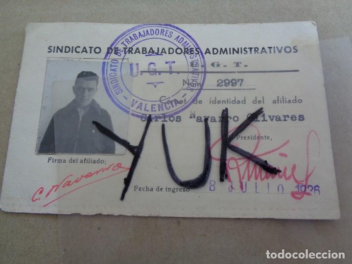 Militaria: Carnet sindicato de trabajadores administrativos - UGT - 8 Julio 1936