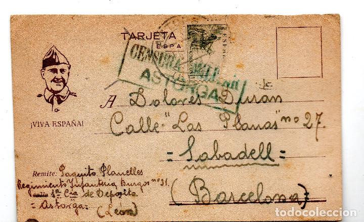 Military Antiques: Viva Espa&ntilde;a Regimiento Infanteria Burgos 31 1&ordm; Cia de deposito-Astorga.Censura Militar 19 -2- 1939