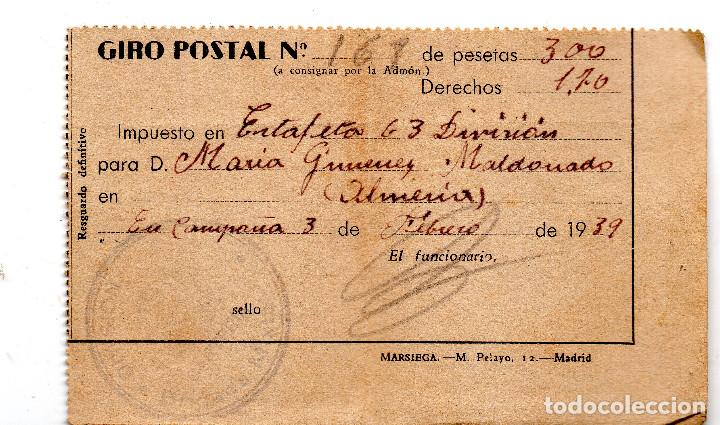 Militaria: Giro postal estafeta 63 Divisi&oacute;n,tampon Brigada Mixta Carteria 1939