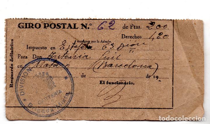 Militaria: Giro postal estafeta 63 Divisi&oacute;n,tampon Brigada Mixta Carteria