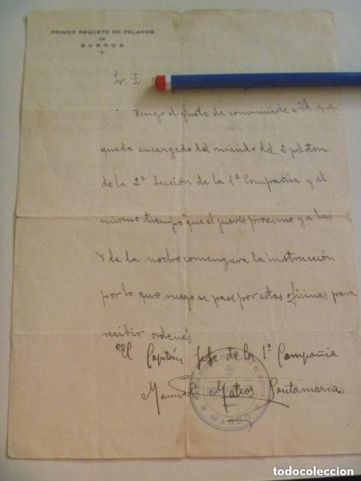 Militaria: GUERRA CIVIL - REQUETE DE BURGOS : NOMBRAMIENTO DE JEFE DEL 2&ordm; PELOTON DE LA 2&ordf; SECCION DEL REQUETE