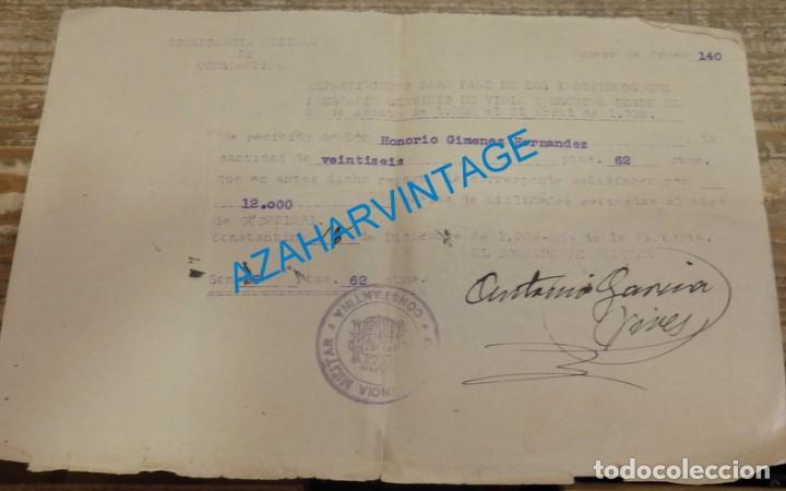 Militaria: CONSTANTINA, 1939, GUERRA CIVIL, RECIBO POR SERVICIO DE VIGIA Y ESCUCHA, RARO
