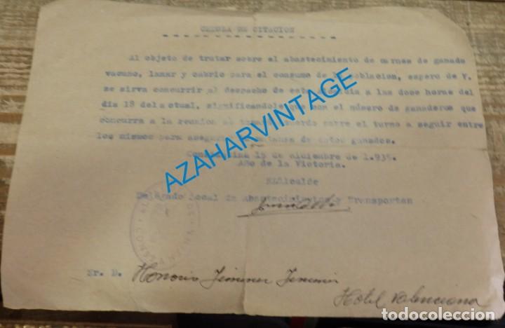 Militaria: CONSTANTINA, SEVILLA, 1939, GUERRA CIVIL, CITACION AYUNTAMIENTO A GANADEROS PARA ABASTECIMIENTO