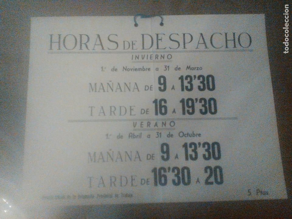 Military Antiques: SEVILLA, DELG. PROV. DE TRABAJOS, HORARIOS, Y 5 PTAS, MIDE: 32 X 24,50 C.M., VER FOTO