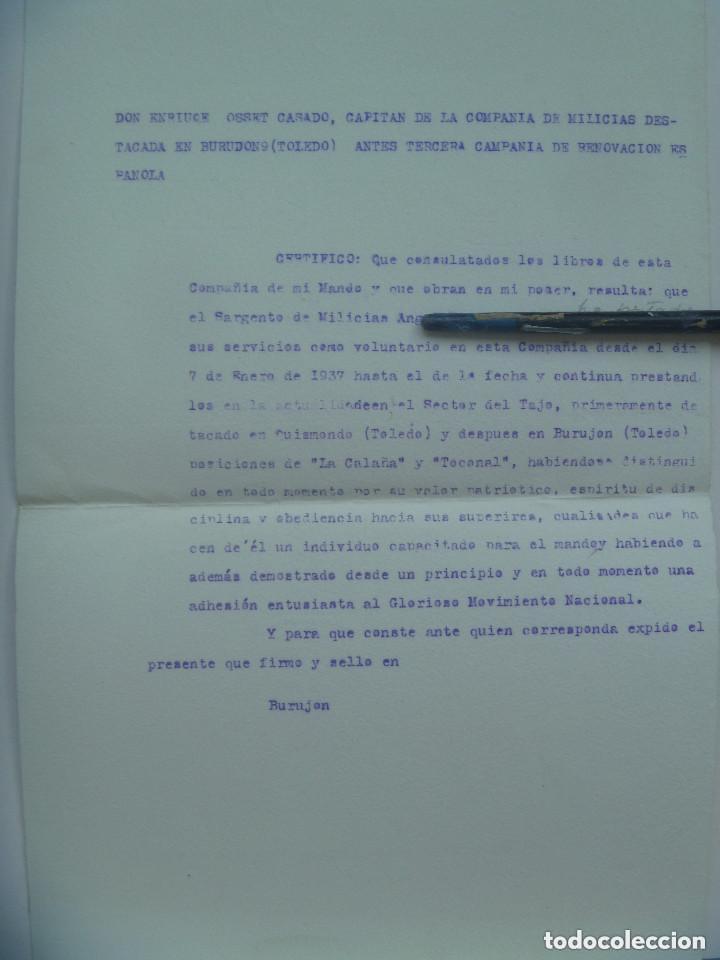 Military Antiques: GUERRA CIVIL : CERTIFICADO MILICIAS ARMADAS DE RENOVACION ESPA&Ntilde;OLA COMBATIENTE . BURUJON ( TOLEDO ).