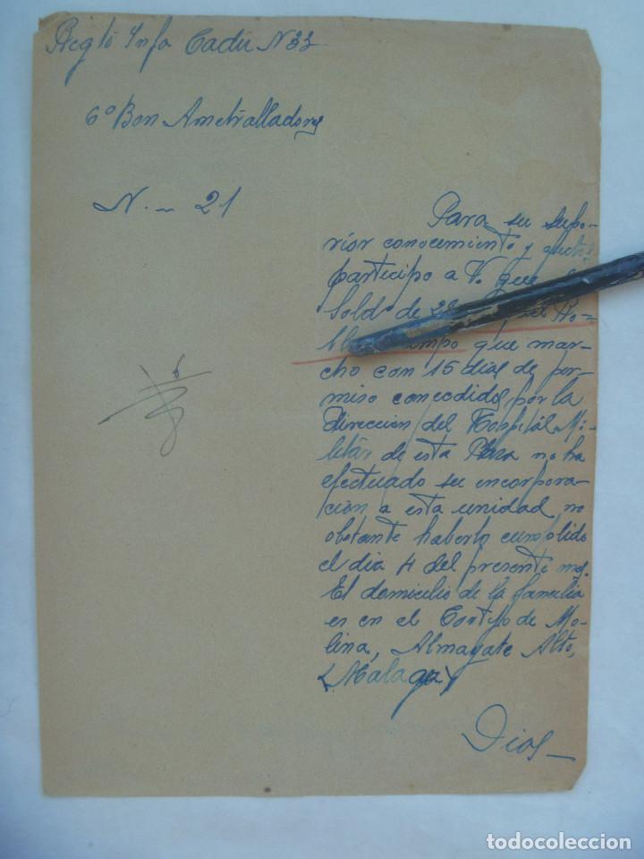 Militaria: GUERRA CIVIL - 6&ordm; BATALLON AMETRALLADORAS RGTO. CADIZ: NOTA NO INCORPORACION DE SOLDADOS. 1937