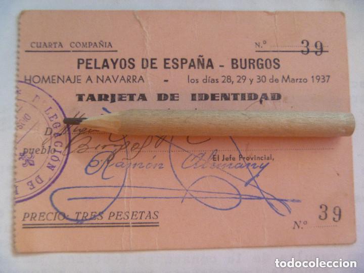 Militaria: GUERRA CIVIL - REQUETE : TARJETA DE IDENTIDAD PELAYOS DE ESPA&Ntilde;A, BURGOS , HOMENAJE A NAVARRA, 1937