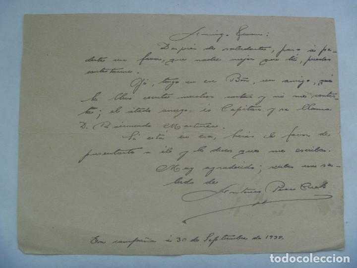 Militaria: GUERRA CIVIL : CARTA DE COMBATIENTE A AMIGO EN BATALLON . EN CAMPA&Ntilde;A , 1938