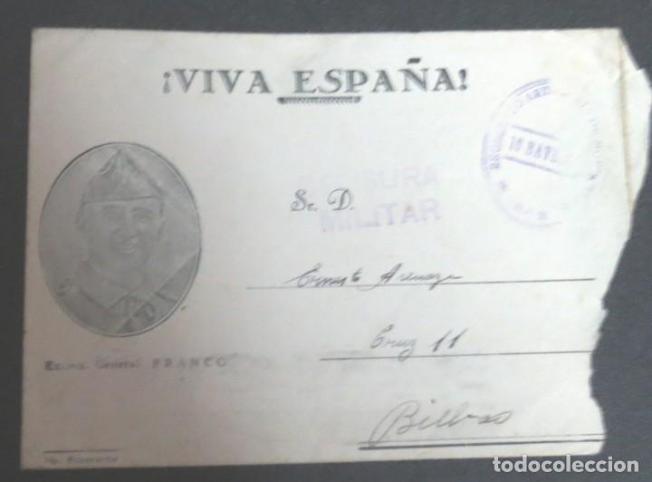 Militaria: SOBRE CENSURA MILITAR CON SELLO VIVA ESPA&Ntilde;A BILBAO
