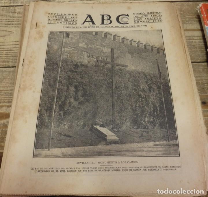 Militaria: ABC 29 DE OCTUBRE DE 1937, , PAGINAS, SEVILLA MONUMENTO A LOS CAIDOS,FRENTE ASTURIAS, ETC