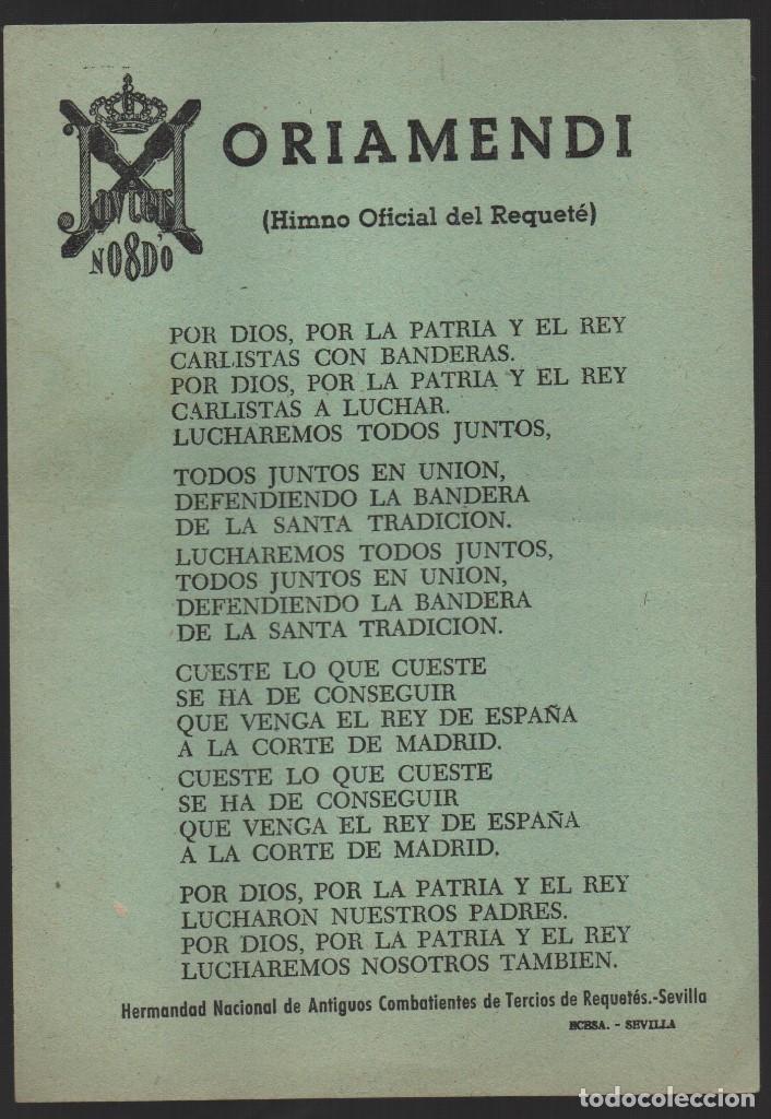 Militaria: SEVILLA, ORIAMENDI,- HIMNO OFICIAL DEL REQUETE- VER FOTO