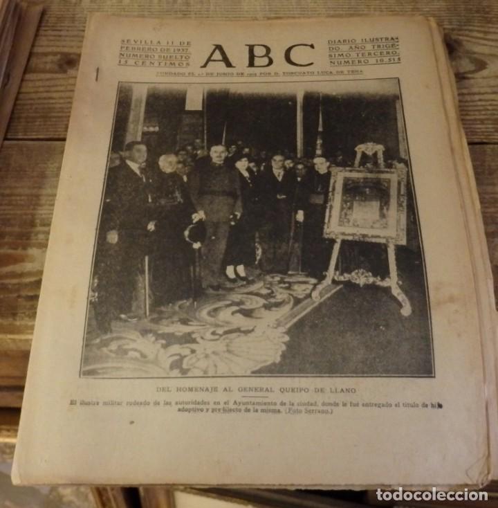 Military Antiques: ABC 11 DE FEBRERO DE 1937, 18 PAGINAS,HOMENAJE QUEIPO,PARTE DE GUERRA, ETC