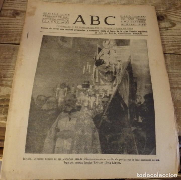 Military Antiques: ABC 25 DE FEBRERO DE 1937, 18 PAGINAS, PORTADA MELILLA VIRGEN VICTORIA, PARTE DE GUERRA, ETC