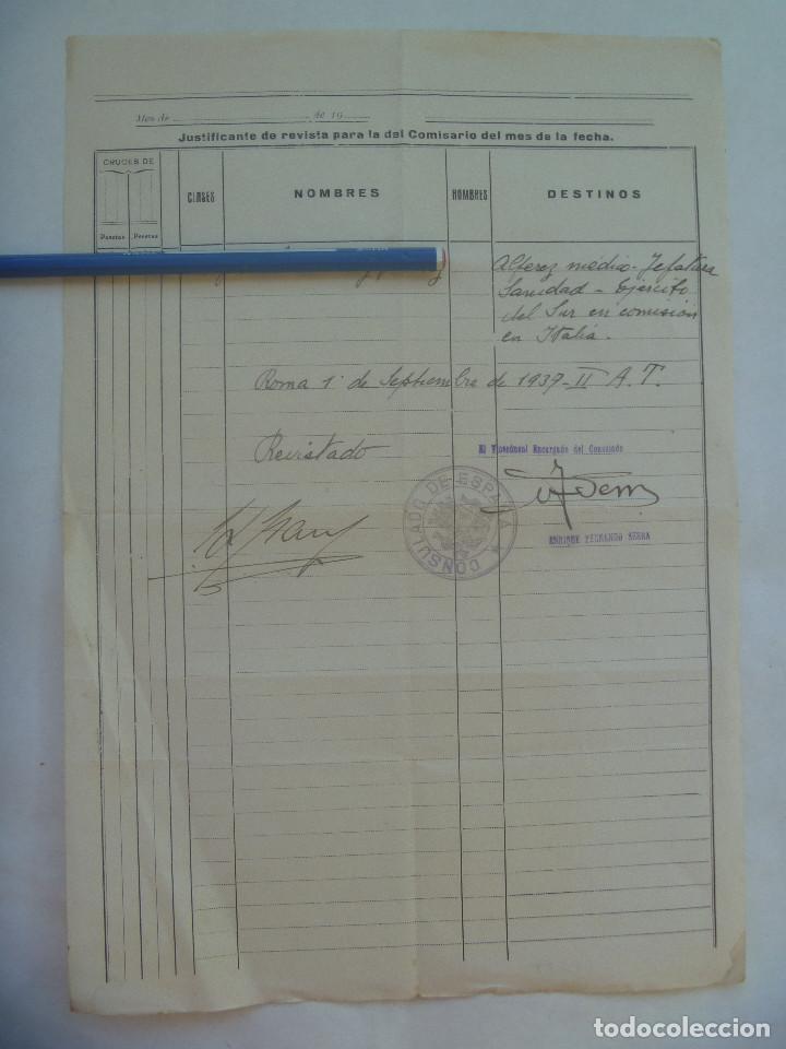 Military Antiques: GUERRA CIVIL - CONSULADO : JUSTIFICANTE DESTINO ALFEREZ MEDICO EJERCITO SUR. ROMA, 1937. REPUBLICA