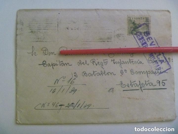 Militaria: GUERRA CIVIL: CARTA DE SEVILLA A CAPITAN ESTAFETA 95. SELLO CID, CENSURA, VI&Ntilde;ETA PRO SEVILLA.
