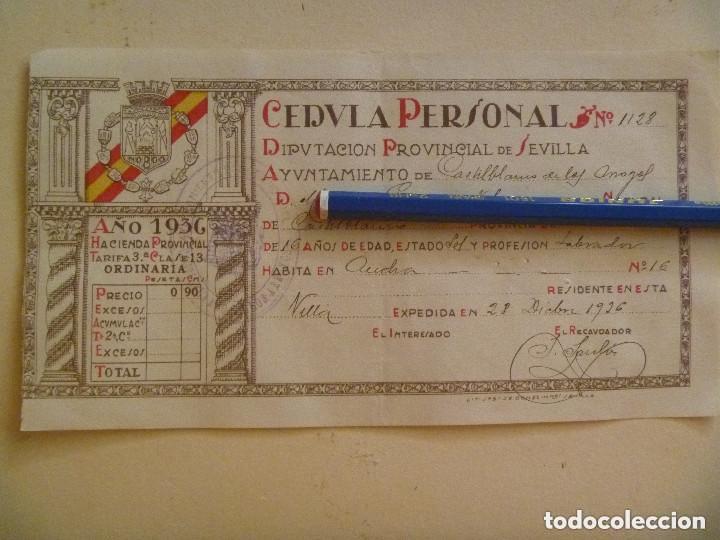 Military Antiques: GUERRA CIVIL : CEDULA CASTILBLANCO DE LOS ARROYOS ( SEVILLA ) 1936. REPUBLICA Y BANDERA BICOLOR