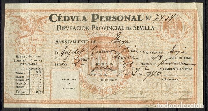 Militaria: POSGUERRA, DOCUMENTO, C&Eacute;DULA PERSONAL, 1939, SEVILLA